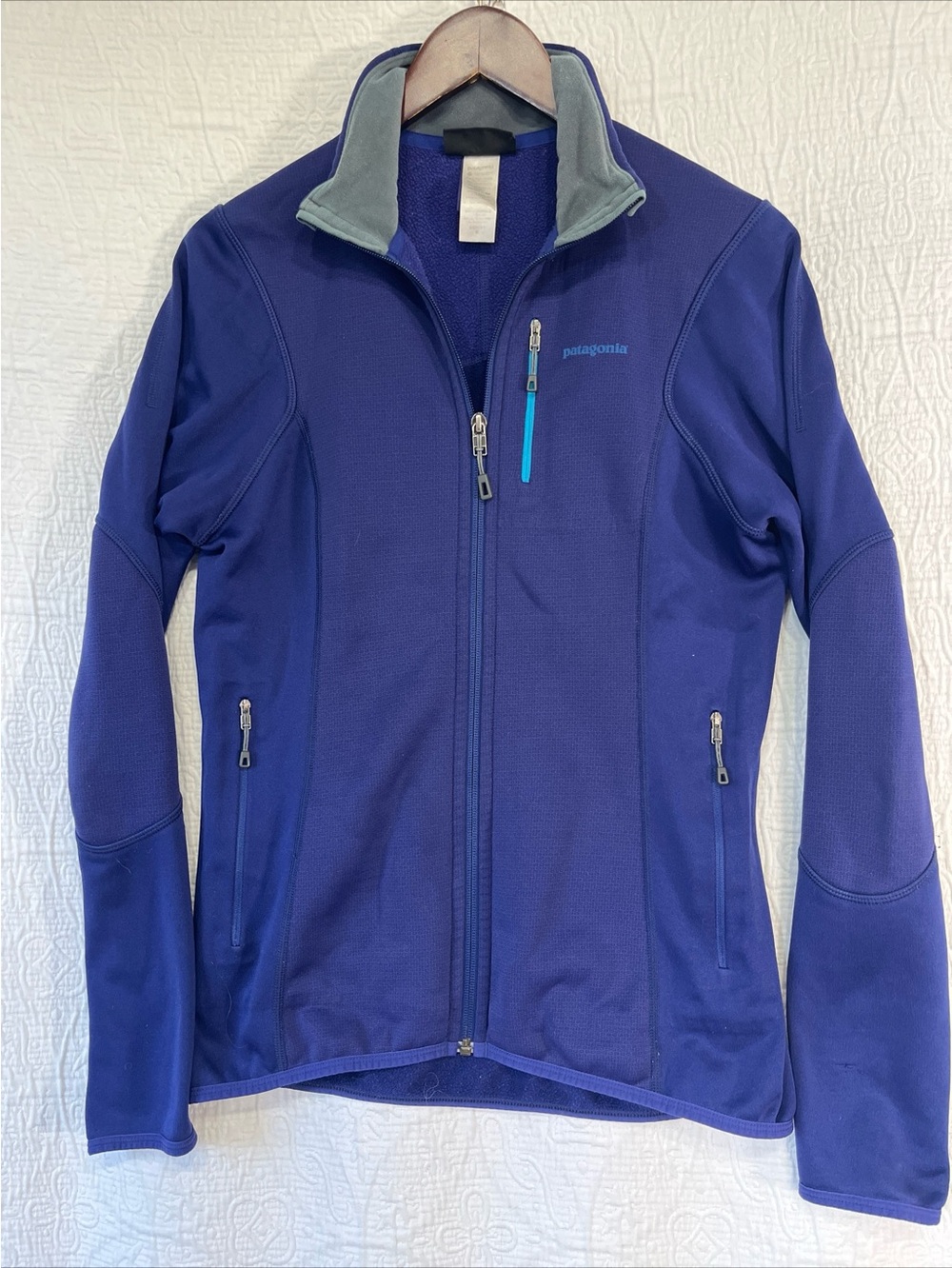 Patagonia Women M Jacket Piton Hybrid Blue Full Zip Fleece Coat Outdoor Gorpcore